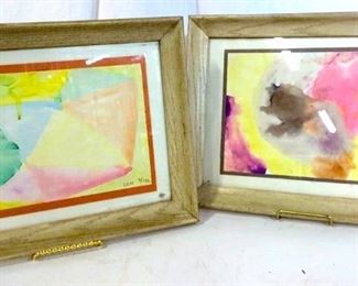 Pair framed and signed watercolor paintings