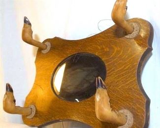 Oak Frame Beveled Mirror W Taxidermy Hooves