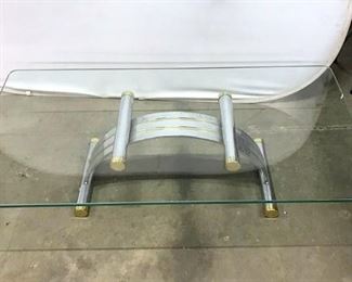 Vintage Deco Style Tubular Metal And Glass Table