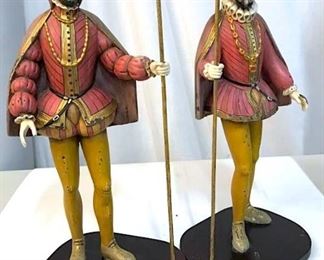 Medieval Royal Court Candle Holder Figurals, Pair