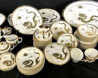 Gilt KUTAMI Porcelain Dragon Dinnerware