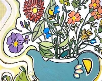 Signed Anne PAIGE Oil on Board, Floral Still Life