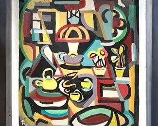 Signed Anne PAIGE Oil on Board, Modern Kitchen