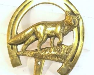 Brass Toned Metal Fox Wall Hook