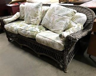 Outdoor Woven Wicker Sofa W Cushions