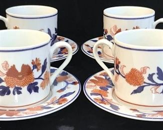 Fitz & Floyd Mandarin Garden Demitasse and Saucers