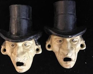 Pair English Top Hat Man Cast Iron Bottle Opener