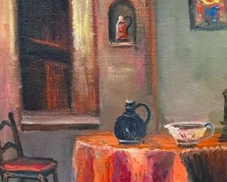 Signed Oil On Board, Interior View