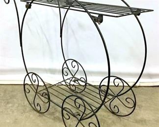 Black Toned Metal Cart Planter Stand