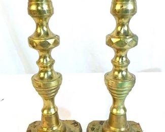 Pair Gold Toned Brass Candlesticks
