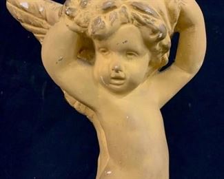 Vintage Cherub Ceramic Plaster Candle Holder