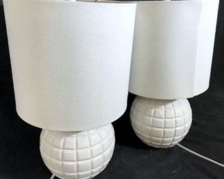 Pair Modernist Ceramic Globe Style Lamps