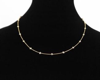 .925 Sterling Silver Etched Bead Vermeil Necklace