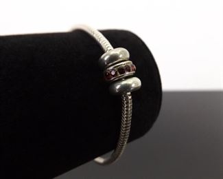 .925 Sterling Silver Charm Bracelet with 3 Charms