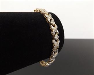 .925 Sterling Silver Diamond Accented Vermeil Bracelet
