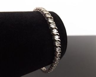 .925 Sterling Silver Faceted Crystal Bracelet