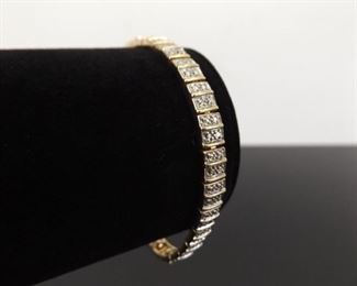 .925 Sterling Silver Diamond Accented Vermeil Bracelet