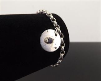 .925 Sterling Silver Amethyst Charm Bracelet