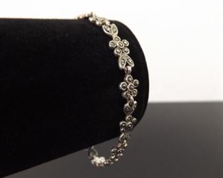 .925 Sterling Silver Art Nouveau Flower Bracelet