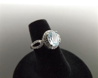 .925 Sterling Silver Faceted Topaz Ring Size 5