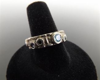 .925 Sterling Silver Topaz and Amethyst Ring Size 8