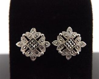 .925 Sterling Silver Art Nouveau Post Earrings