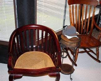 Caned barrel chair