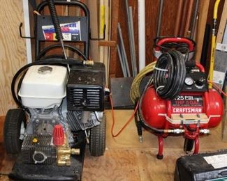 Craftsman 125 PSI, 1 HP, 5 Gal compressor and a gas powered pressure washer