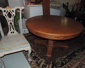 vintage oak round pedestal table