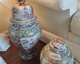 oriental hand painted urns