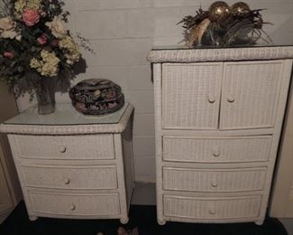 quality wicker wardrobe and bedside table