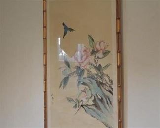 vintage oriental framed silk