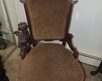 Eastlake victorian antique chair with animal print up date!