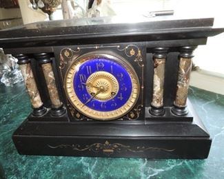 antique marble and slate mantle clock