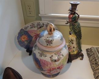 oriental urn and plate