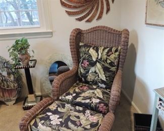 wicker chair and ottoman Waverly fabric