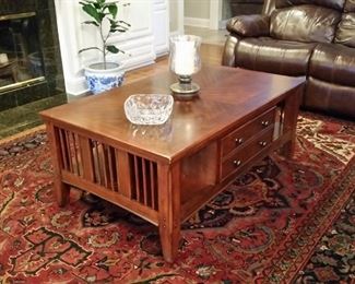 Beautiful cherry coffee table with push/pull through drawer