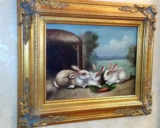 Oil painting of bunnies