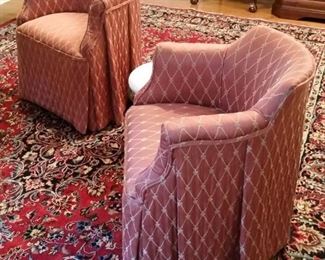 A closer look at the two matching upholstered chairs