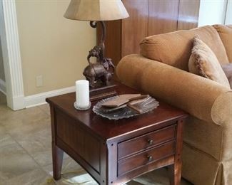 This cherry end table matches the coffee table in the living room