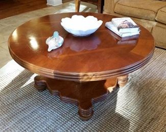 A closer look at the round cherry coffee table