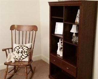 Bookshelf and rocking chair