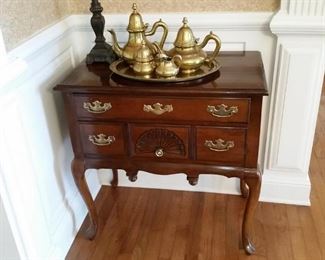 A closer look at the cherry lowboy