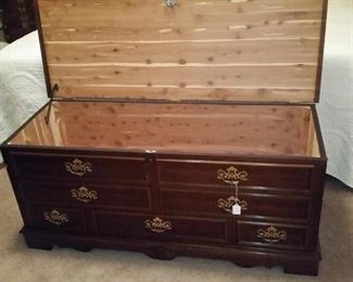 A look at the cedar interior of the blanket chest