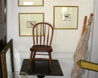 child's chair, side table, hammock, bird bookplates