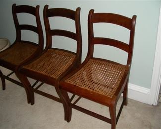 Set of 3 cane bottom chairs