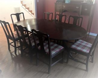 Seay Furniture Co. of Louisa VA. Custom made solid mahogany dining room table and 8 chairs.