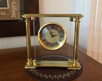 Seth Thomas brass and glass quartz clock