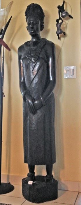 Life Size African Wood Carving of a Woman
