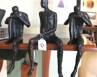 Thinking Man & Posing Man Metal Shelf-Sitter Sculptures